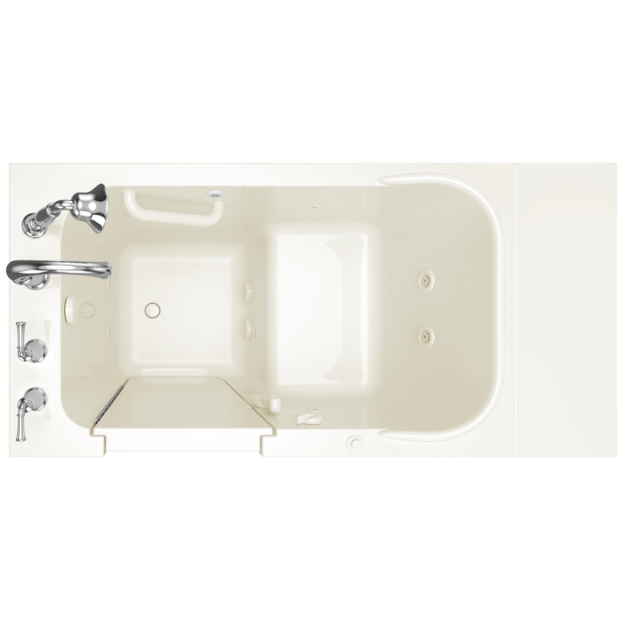 Gelcoat Value Series 28 x 48 Inch Walk in Tub With Whirlpool System   Left Hand Drain With Faucet WIB LINEN